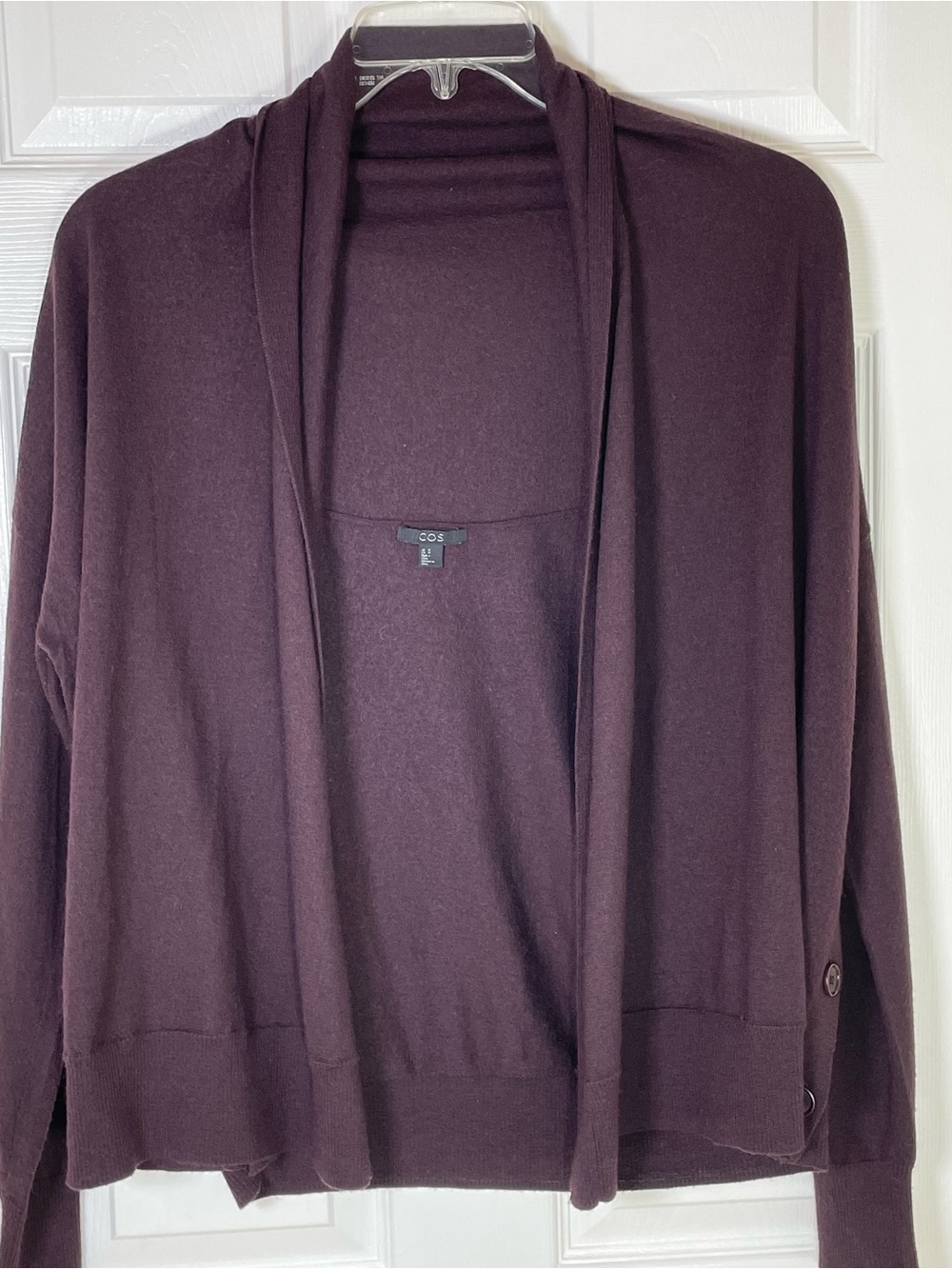 COS Merino Wool Cardigan Sweater Draped Front Cottagecore Old Money Size Medium